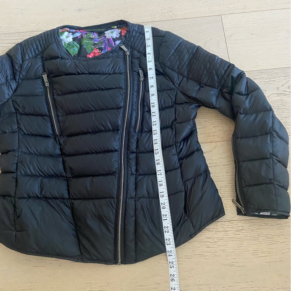 Lightweight Packable Quilted Puffer Jacket Black Cropped Moto Style XL NWOT BCBG - Picture 9 of 9